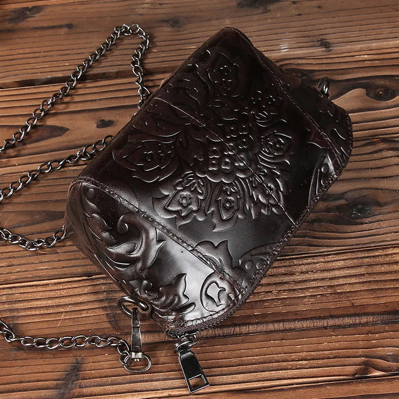 Women Messenger Bag Leather Crossbody Shoulder Bags for Women Female Flower Hand