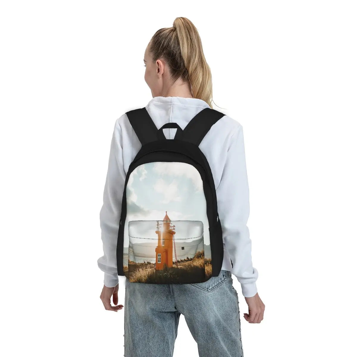 Northern Lighthouse Retro Backpack for Men and Women