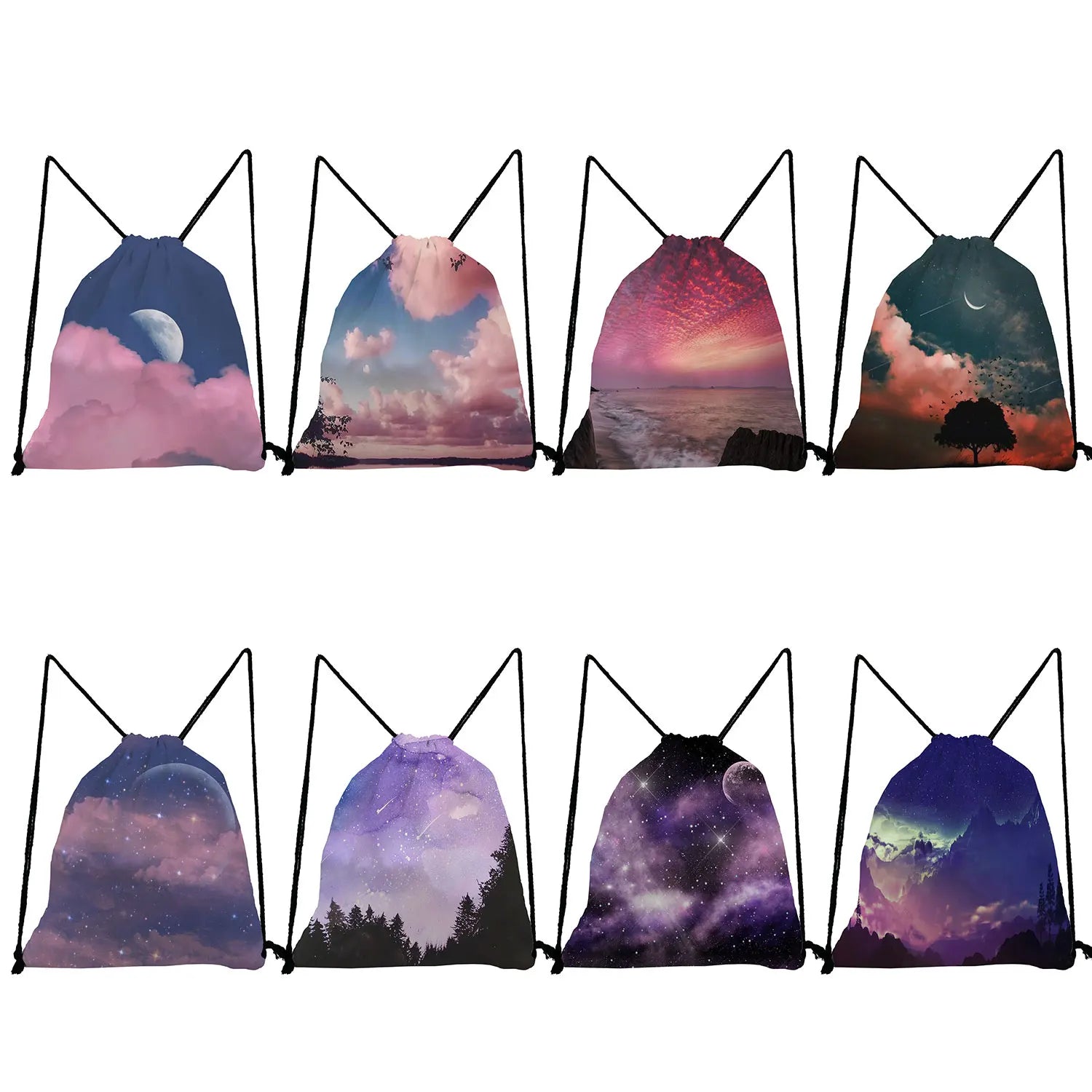 Teenage Drawstring Backpack Starry Sky Print