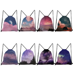 Teenage Drawstring Backpack Starry Sky Print