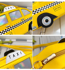Yellow Taxi Shape Shoulder Bag for Women Cartoon Purses and Handbags