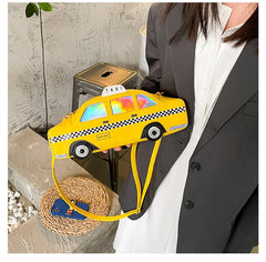 Yellow Taxi Shape Shoulder Bag for Women Cartoon Purses and Handbags