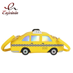 Yellow Taxi Shape Shoulder Bag for Women Cartoon Purses and Handbags