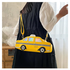 Yellow Taxi Shape Shoulder Bag for Women Cartoon Purses and Handbags