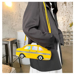 Yellow Taxi Shape Shoulder Bag for Women Cartoon Purses and Handbags
