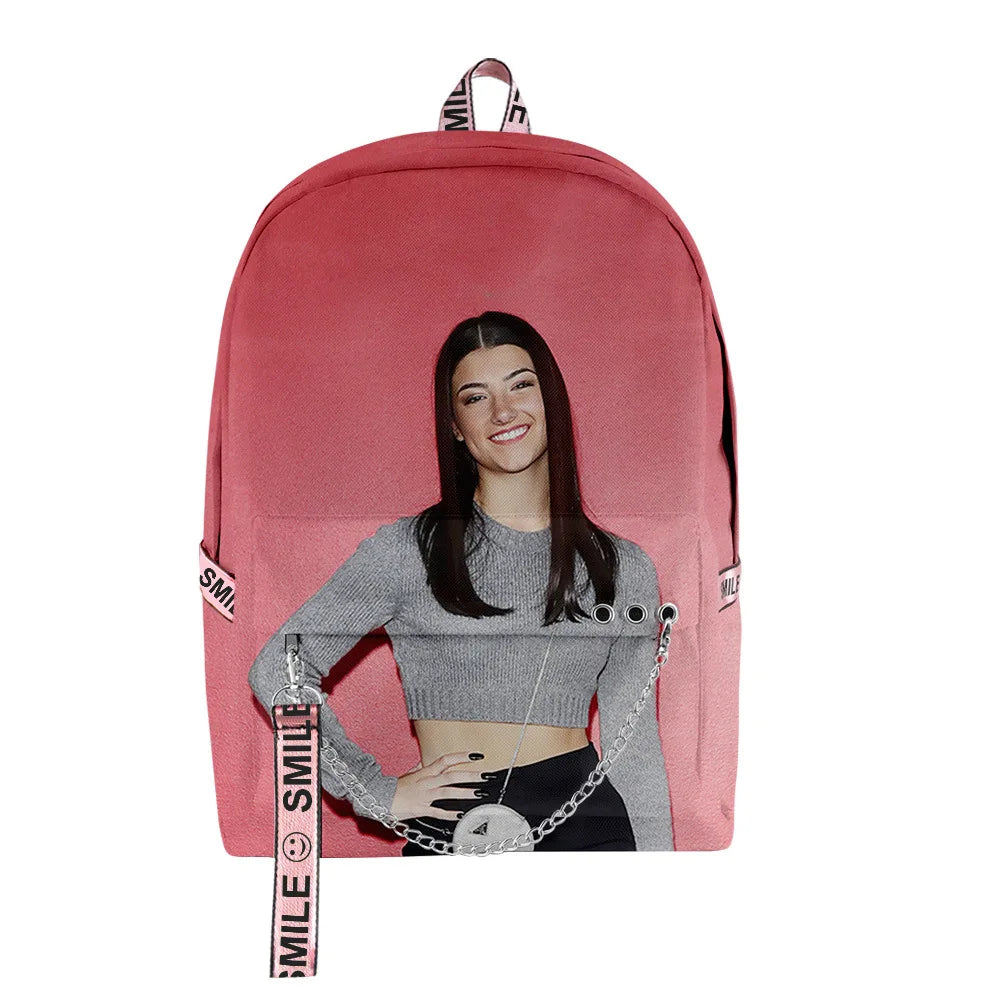 Charli D'Amelio Backpack Kpop Key Chain Bag Boys Girls Candy Backpack