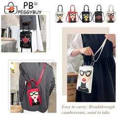 Lady Face Crossbody Shoulder Bag PU Leather Purse Messenger Satchel for Women