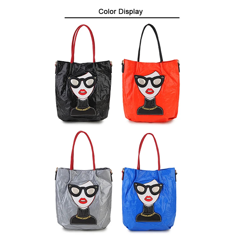 Novelty Lady Face Shoulder Bags for Women Funky Large Capacity Shopping Bag