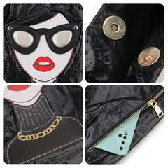 Novelty Lady Face Shoulder Bags for Women Funky Large Capacity Shopping Bag