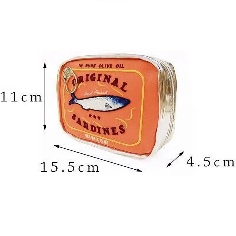 Retro Canned Sardines Makeup Bag - Travel Cosmetic Pouch