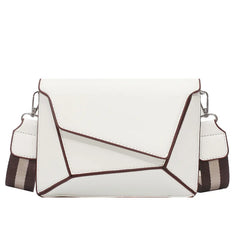 Nubuck Leather Geometric Crossbody Bag Wide Strap Small Square Messenger Bag
