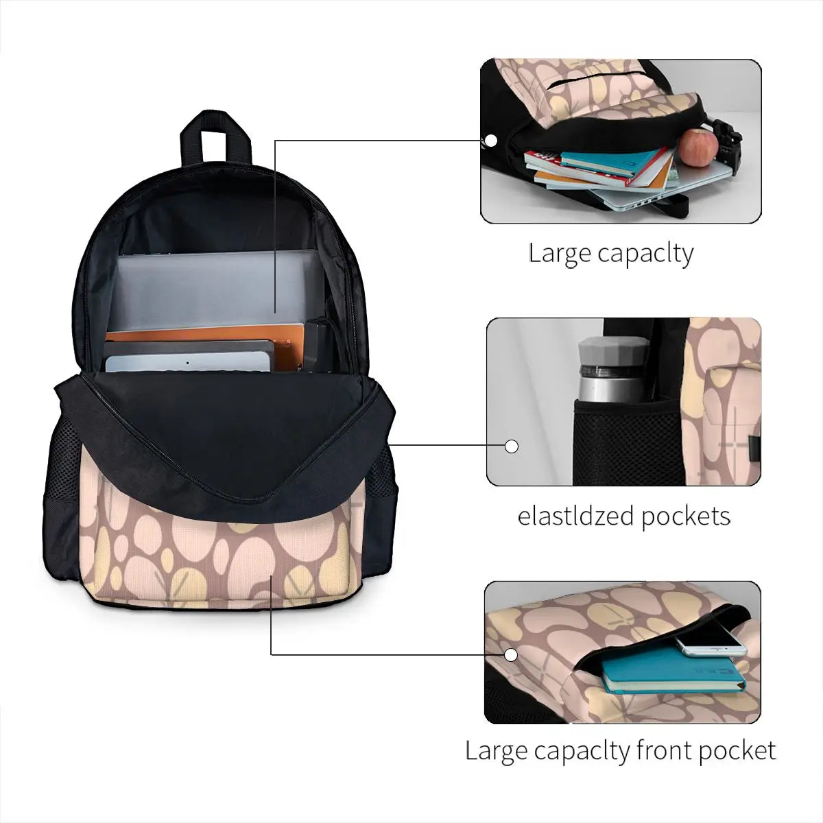 Nude Abstract Seamless Pattern Backpacks Men's Women's Back Pack Eco Friendly