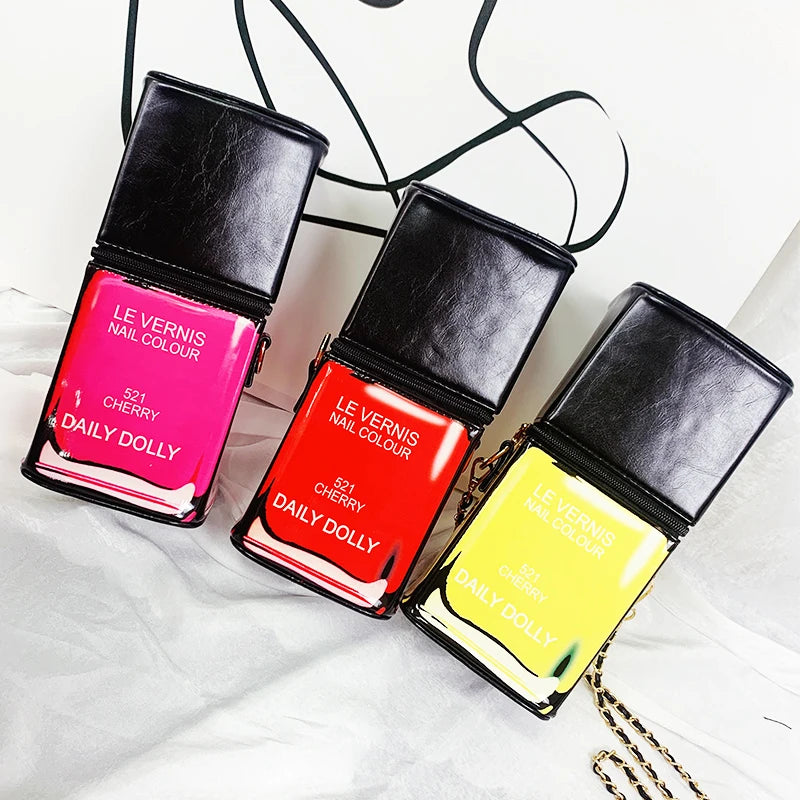 Nude Nail Polish Shape Chain Shoulder Bag for Women