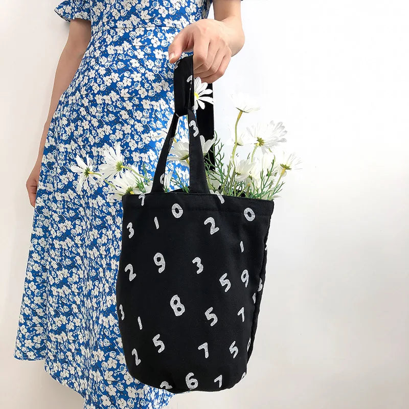 Number Print Women Bucket Bags Shoulder Handbags Shopping Lady Clutch Purse