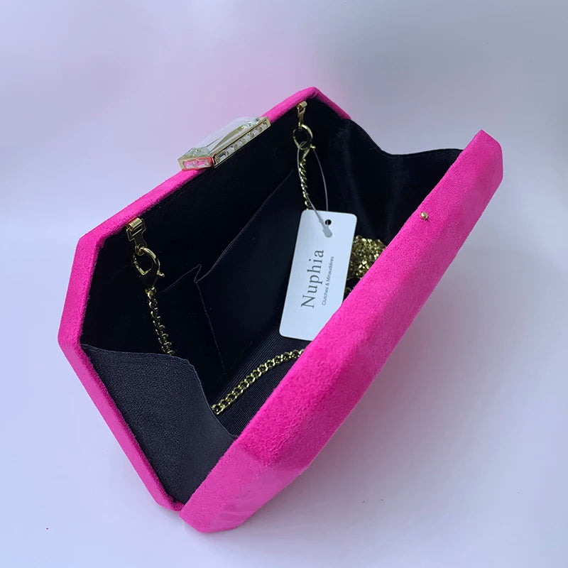 Nuphia Suede Evening Clutch Bags for Women in Yellow Royal Orange Red Purple
