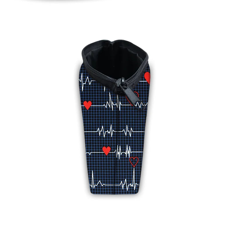 Nurse ECG Printing Lady Cosmetic Bag Pills Storage Case
