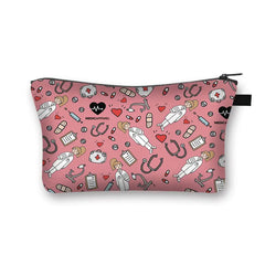 Nurse ECG Printing Lady Cosmetic Bag Pills Storage Case