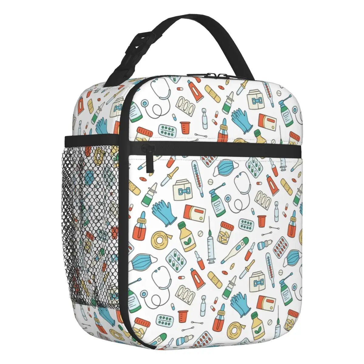 Nurse Pattern Insulated Lunch Bag Leakproof Cooler