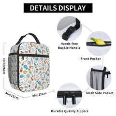 Nurse Pattern Insulated Lunch Bag Leakproof Cooler