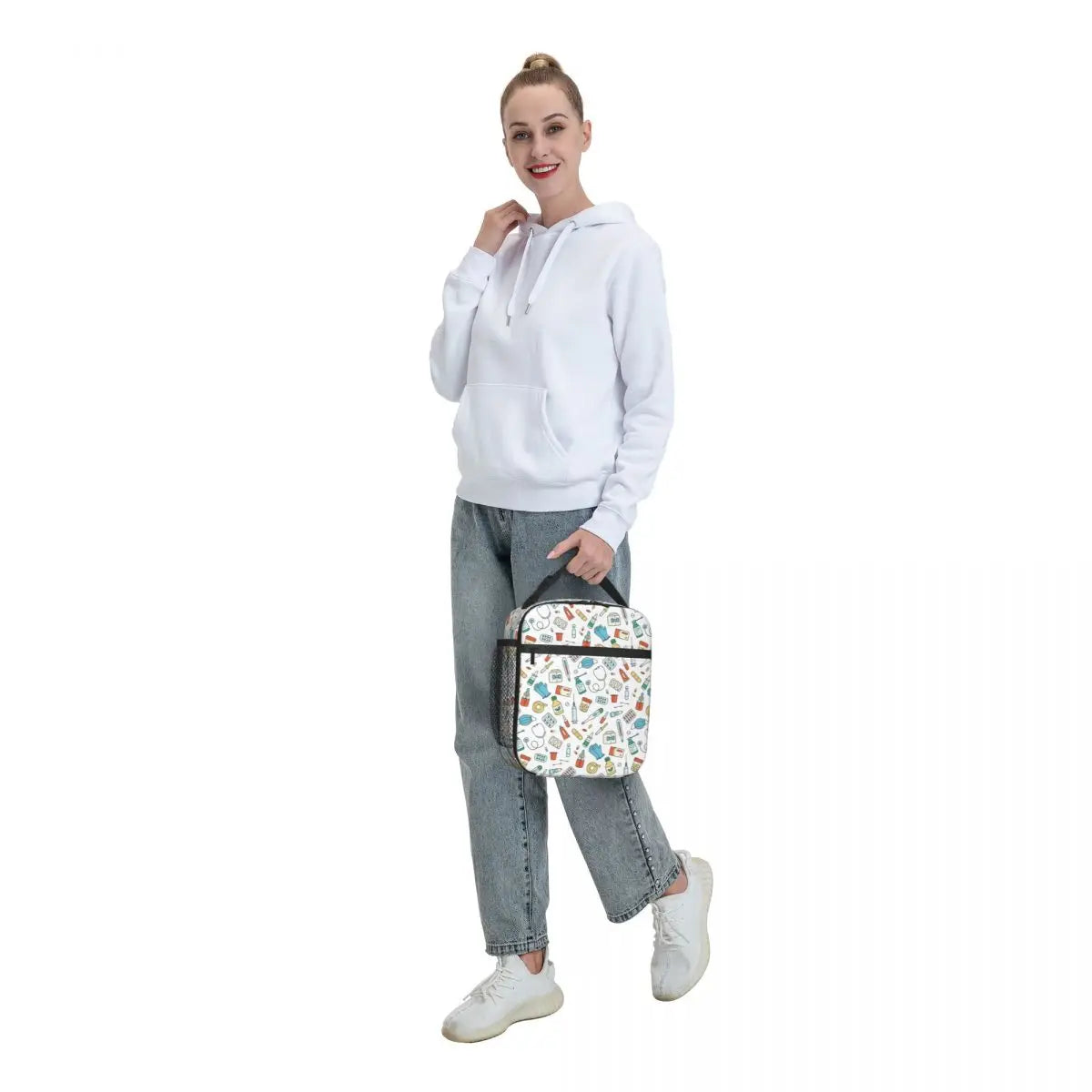 Nurse Pattern Insulated Lunch Bag Leakproof Cooler