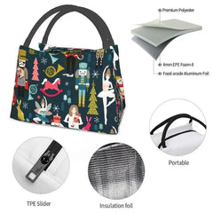 Nutcracker Ballet Dancer Lunch Bag Insulated Portable Cooler Thermal Food Box