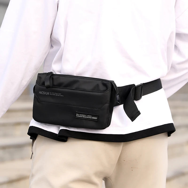 Waterproof Nylon Waist Bag for Men and Women - 4 Pockets