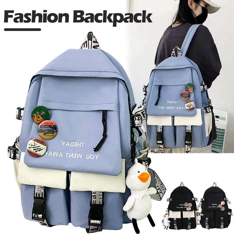 Nylon Backpack Waterproof School Bags for Teenagers Girls Boys Patchwork
