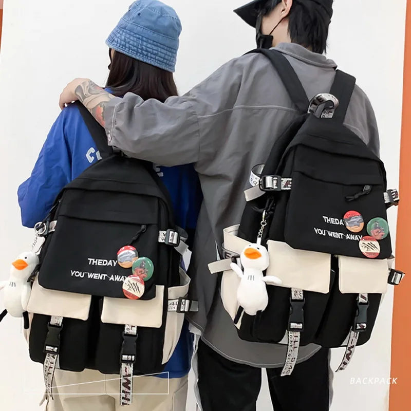 Nylon Backpack Waterproof School Bags for Teenagers Girls Boys Patchwork