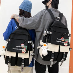 Nylon Backpack Waterproof School Bags for Teenagers Girls Boys Patchwork