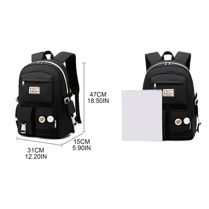 Nylon Backpack for Teen Girls Student School Bag Bookbag Travel