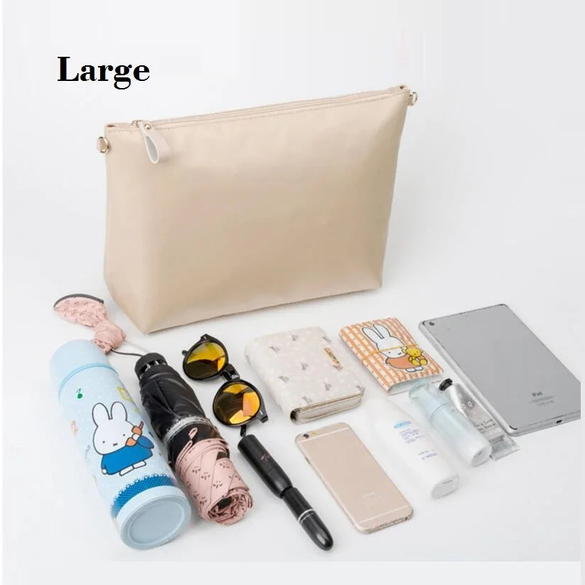 Nylon Zippered Purse Organizer Bag Insert with Multiple Pockets