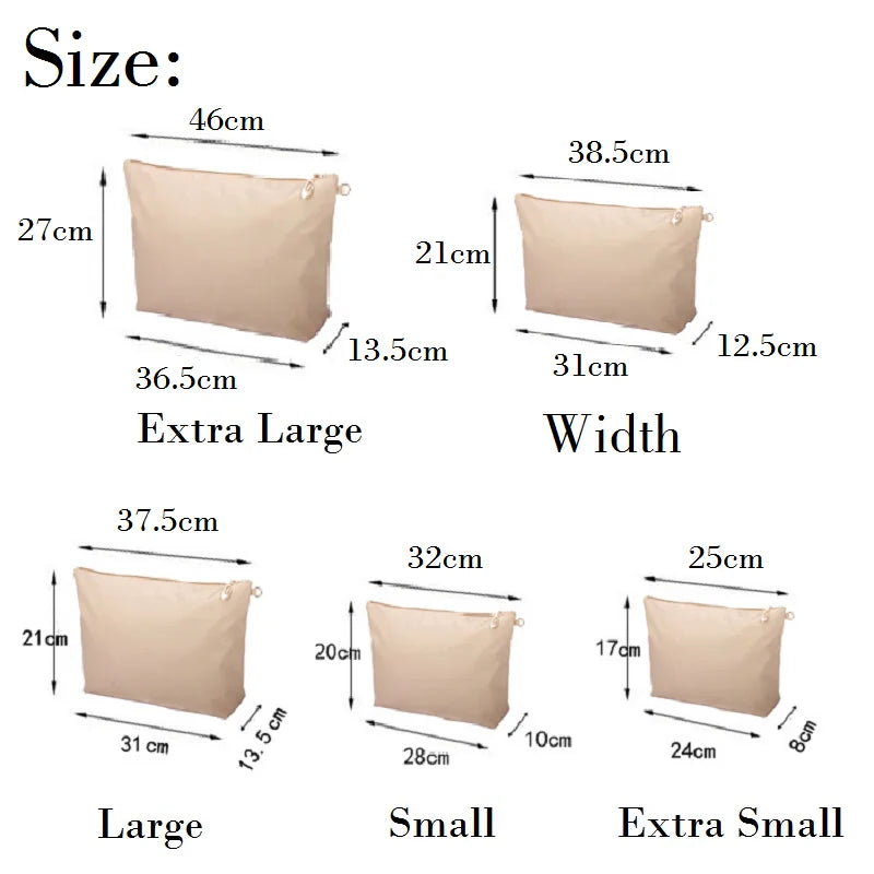 Nylon Zippered Purse Organizer Bag Insert with Multiple Pockets