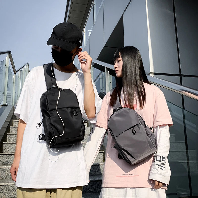 Men's Nylon Chest Bag Messenger Waterproof Travel Phone Bag
