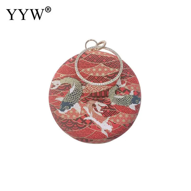 Nylon Fish Pattern Crossbody Shoulder Bag Embroidered Clutch Purse