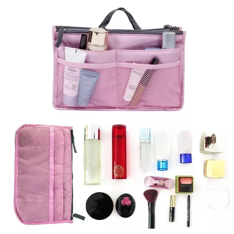 Double Zipper Makeup Bag Travel Toiletry Storage Organizer