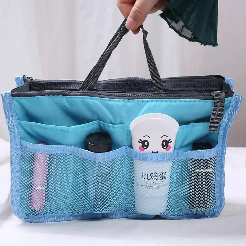 Double Zipper Makeup Bag Travel Toiletry Storage Organizer