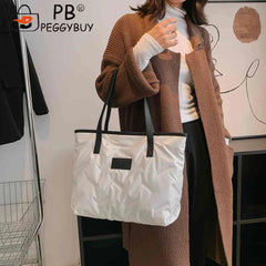 Nylon Cotton-padded Bag Casual Large Capacity Ladies Handbags Warm Zipper