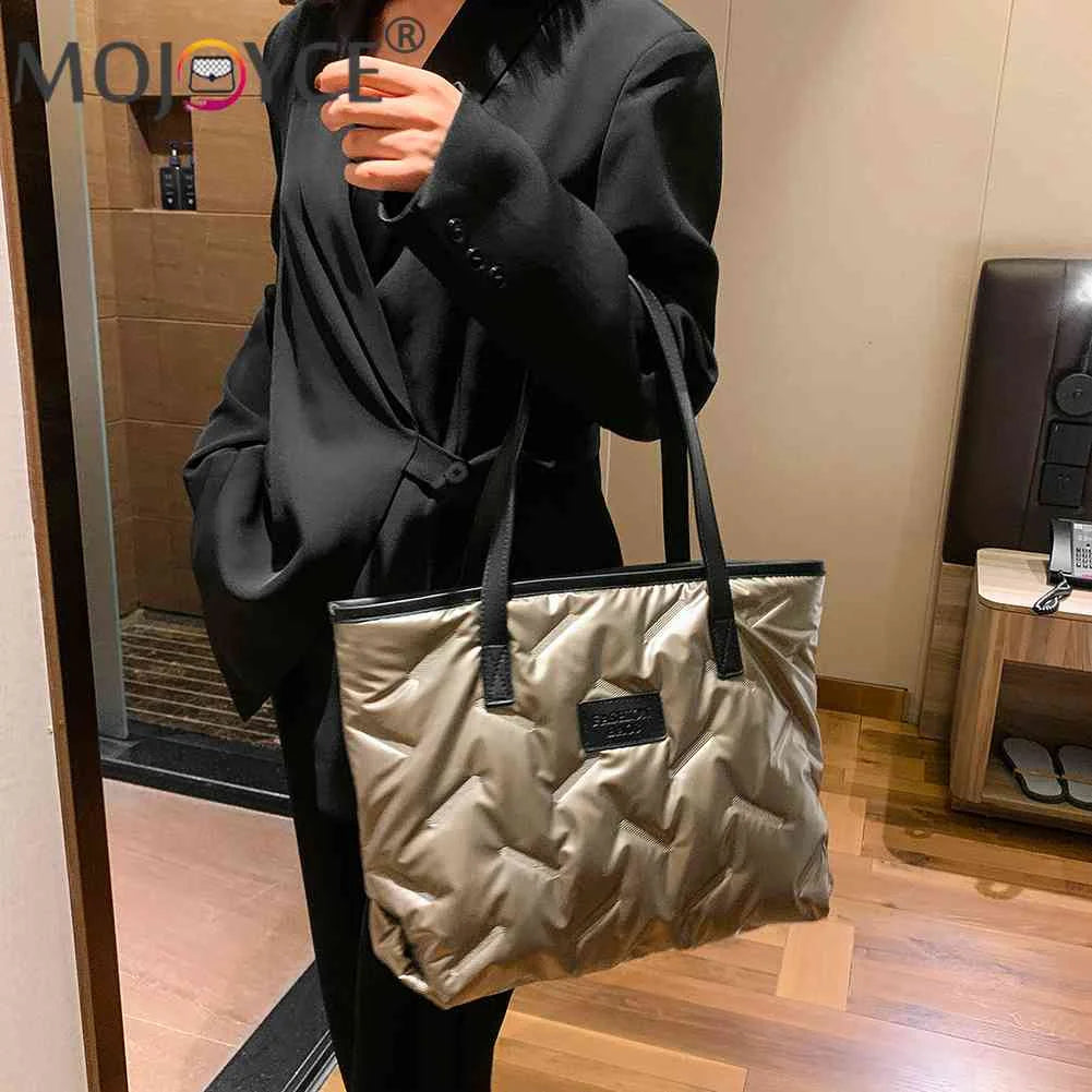 Nylon Cotton-padded Bag Large Capacity Top-handle Soft Zipper Portable
