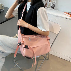 Purple Nylon Crossbody Bag for Women Large Capacity Handbag