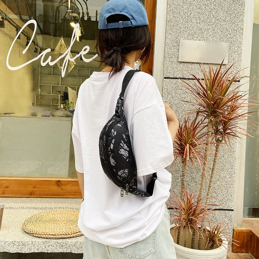 Nylon Fanny Pack Women Phone Daily Chest Waist Printed Waist Bag
