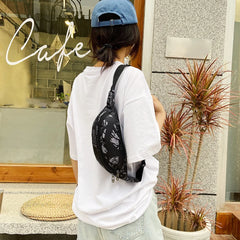 Nylon Fanny Pack Women Phone Daily Chest Waist Printed Waist Bag