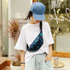Nylon Fanny Pack Women Phone Daily Chest Waist Printed Waist Bag