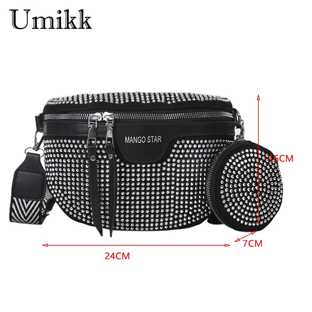 Nylon Fanny Waist Bags Women Semicircle Casual Zipper