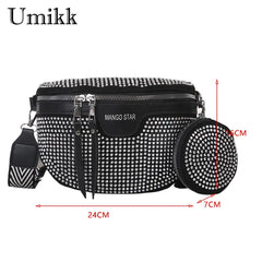Nylon Fanny Waist Bags Women Semicircle Casual Zipper