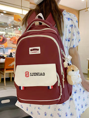 Animal Printing Nylon Female Backpack School Bags for Teen Girls