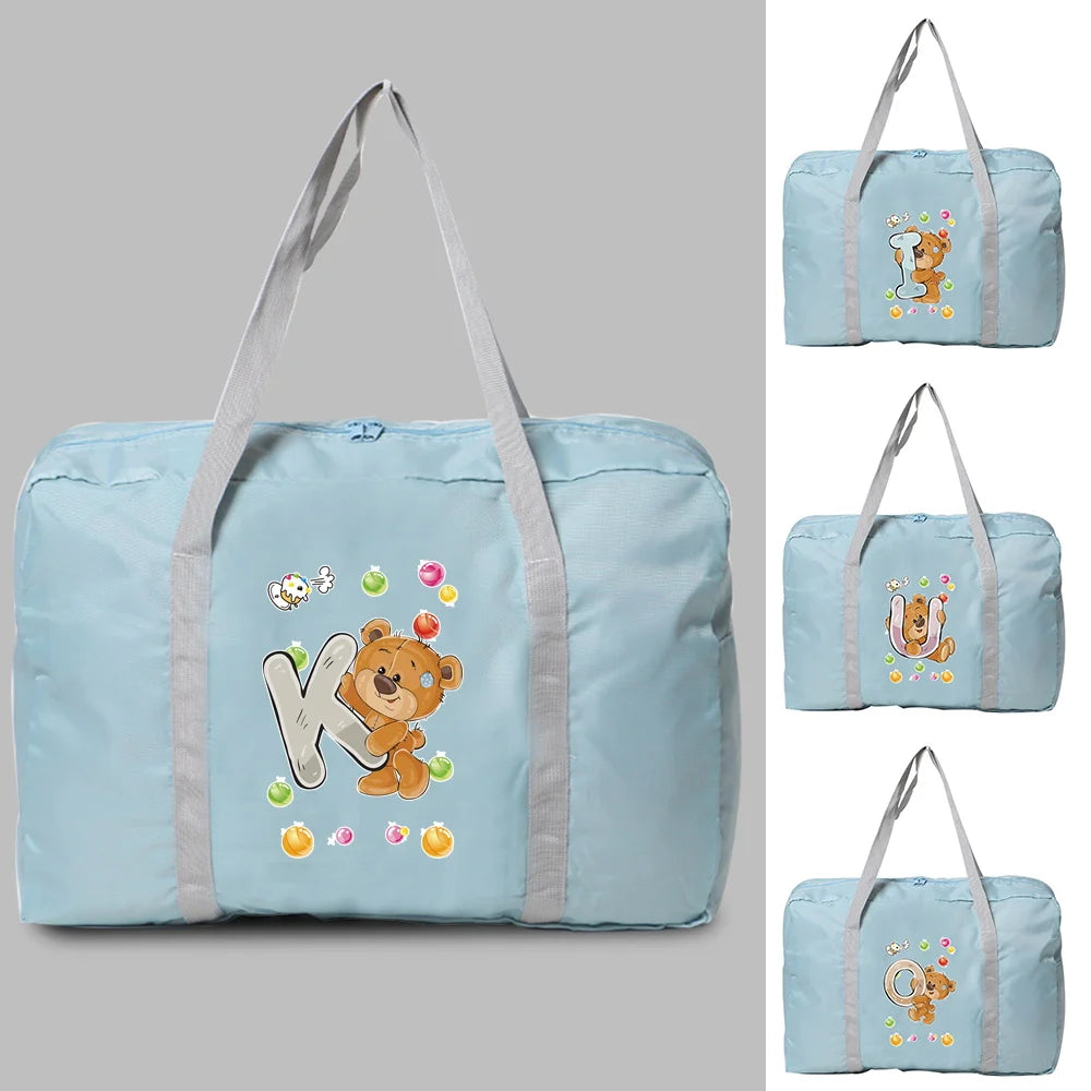 Nylon Travel Bag Waterproof Large Capacity Tote Organizer Bear Print