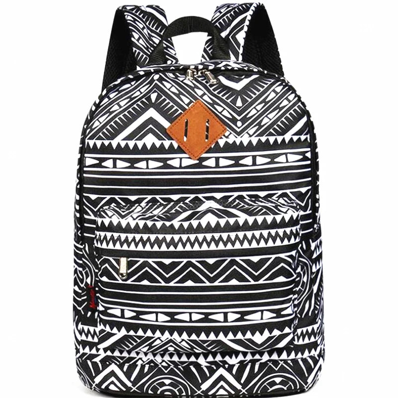Nylon Geometric Prints Women Backpack Casual Knapsack