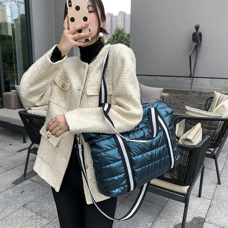Winter Nylon Tote Bag High Capacity Women's Handbag