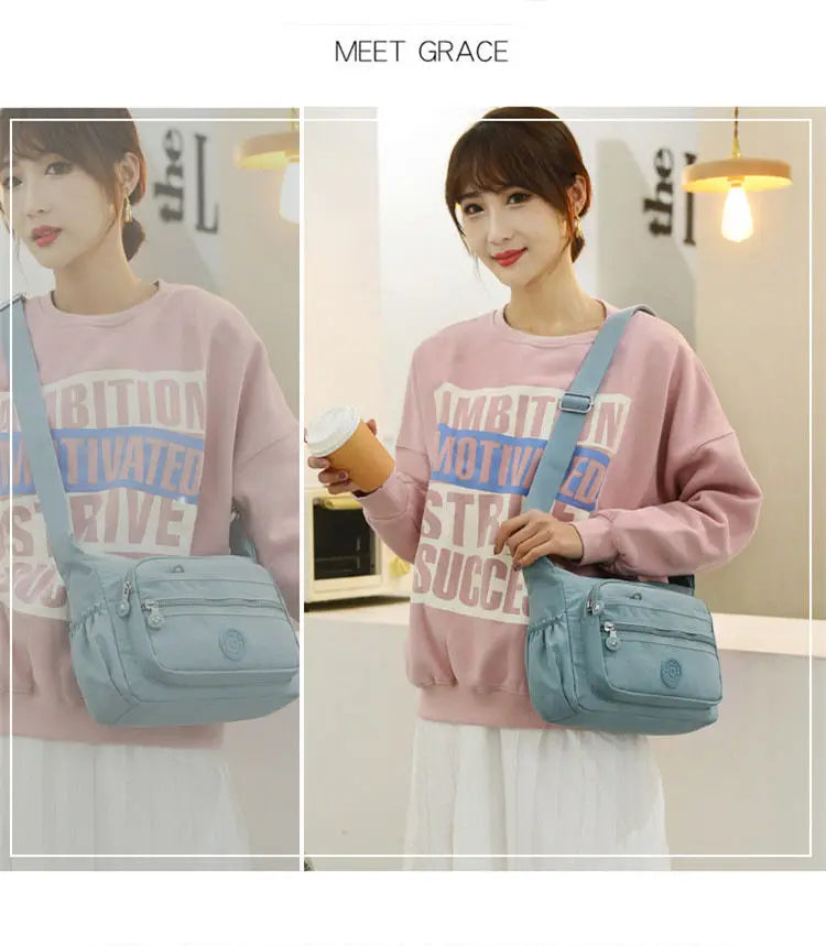 Nylon Ladies Shoulder Bags Female Messenger Bags Pockets Women Crossbody Bags