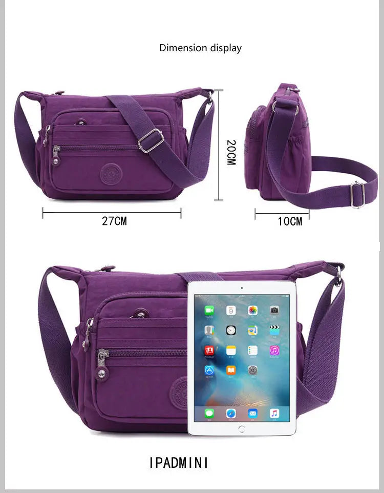 Nylon Ladies Shoulder Bags Female Messenger Bags Pockets Women Crossbody Bags